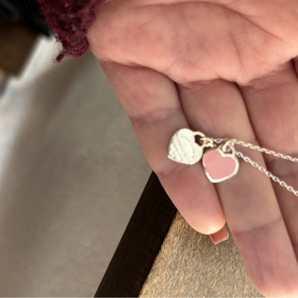 Tiffany & Co. Jewelry - Tiffany & Co. Silver Necklace with Pink Heart Charm